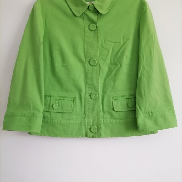Talbots Womens Light Green 3/4 Sleeve Stretch Button Up Denim Jacket Size 12 - Picture 3 of 6